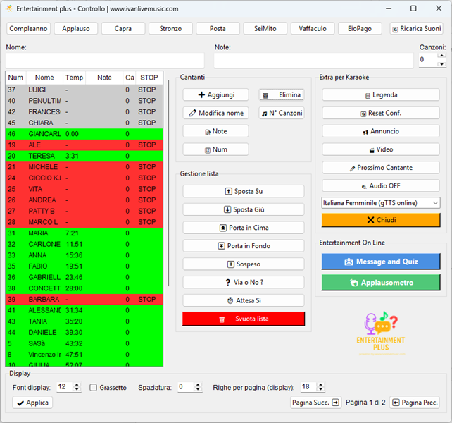 Schermata software principale